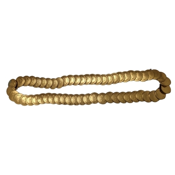 COIN VINTAGE Belt Stretch Embossed Gold Boho Medallion Retro Y2K Maximalist Glam - Picture 4 of 15